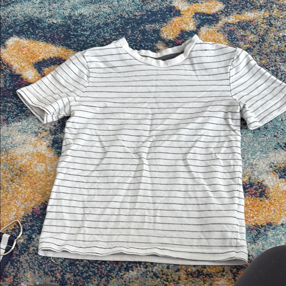 Striped Kids Shirt - White and Gray